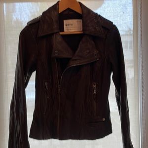 Chocolate brown lambskin moto jacket size small slim fit fully lined